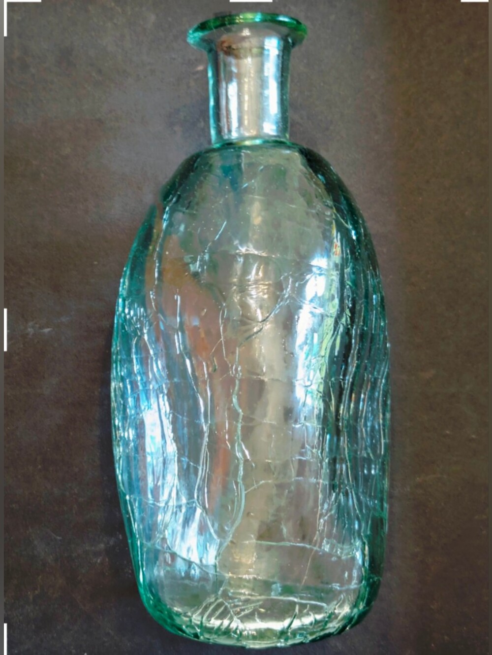 Vintage Blenko Hand-blown Crackled Pinch Glass Vase